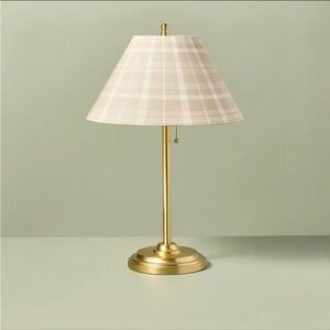 23" Brass Accent Table Lamp Classic Plaid Shade Cream/Tan-Hearth & Hand
